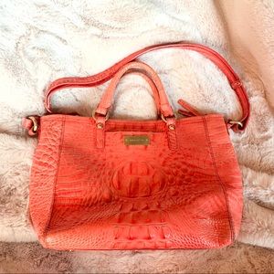 Brahmin Mini Asher coral pink crocodile tote bag